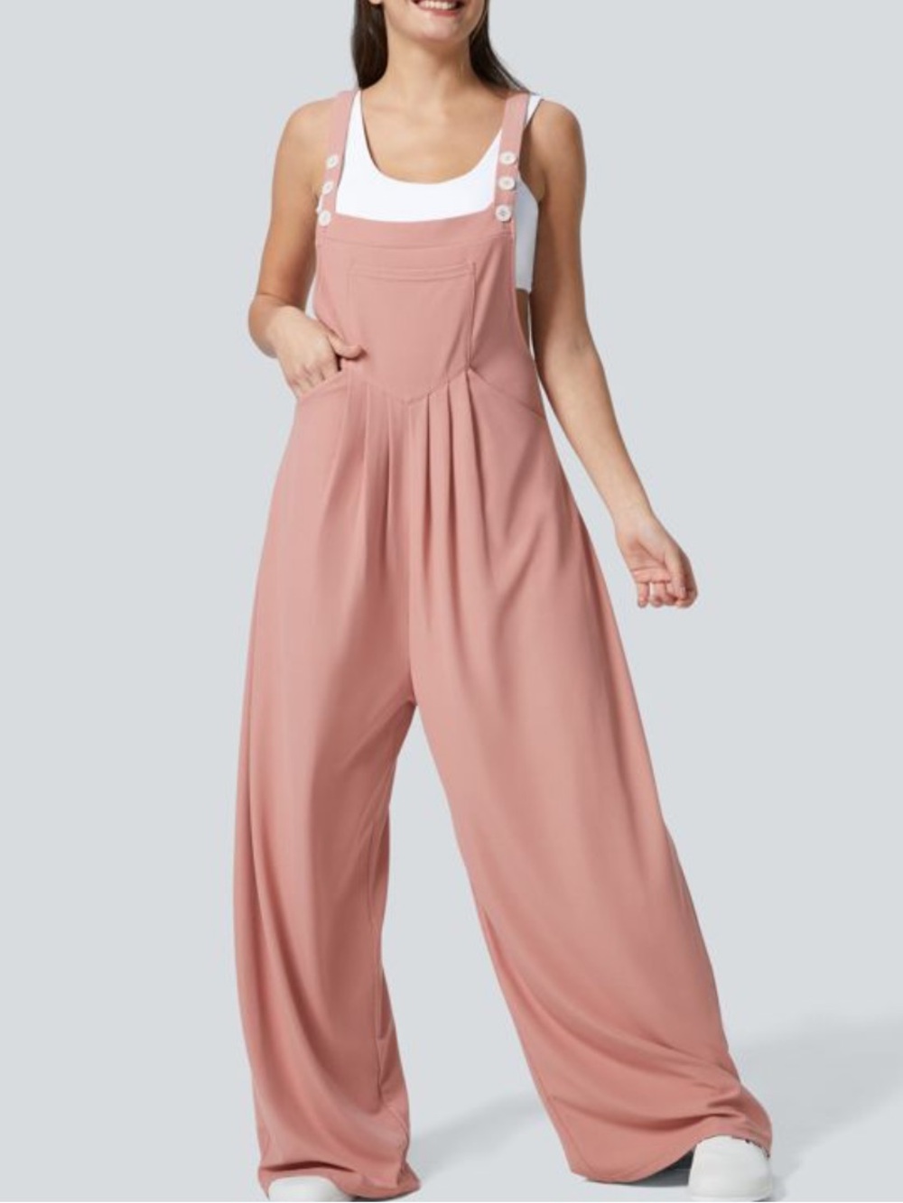 HALARA Dusty Rose Wide-Leg Overall Jumpsuit